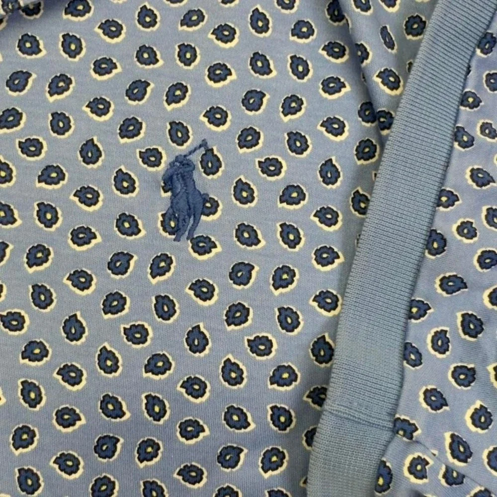 patterned polo shirt by Ralph Lauren, collard shirt, spring clothes, blue polo‎